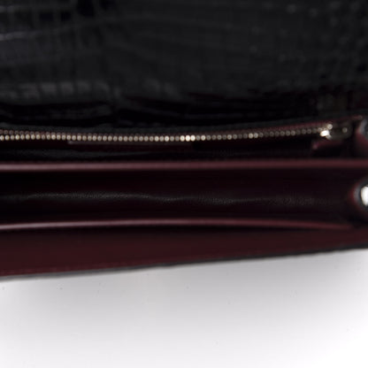 Saint Laurent Calfskin Crocodile Embossed Monogram Cassandra Clasp Bag Black Rouge Legion 6 of 11