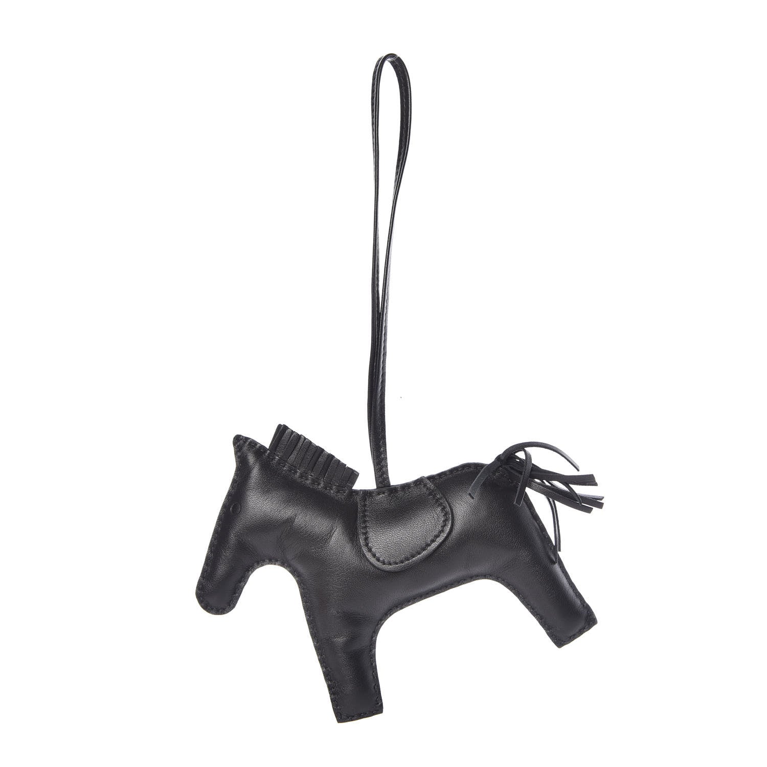 Hermes Milo Lambskin Grigri Rodeo Horse Bag Charm GM So Black 1 of 5