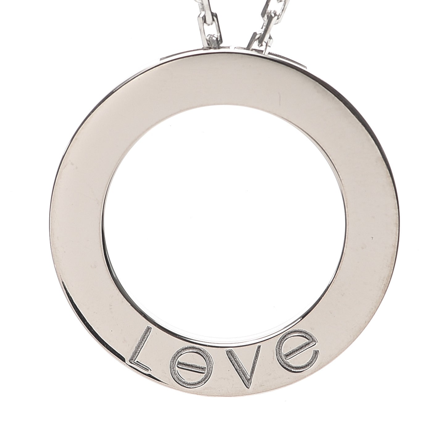 18K White Gold 6 Diamonds LOVE Pendant Necklace