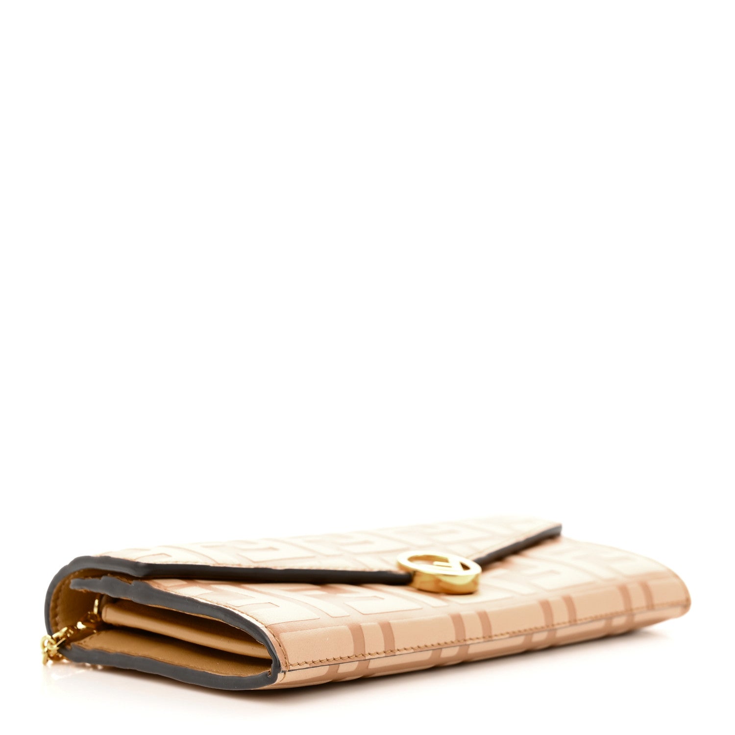 Fendi Vitello Termolagoon F is Fendi FF 1974 Embossed Continental Envelope Wallet On Chain Miele Scuro 4 of 12