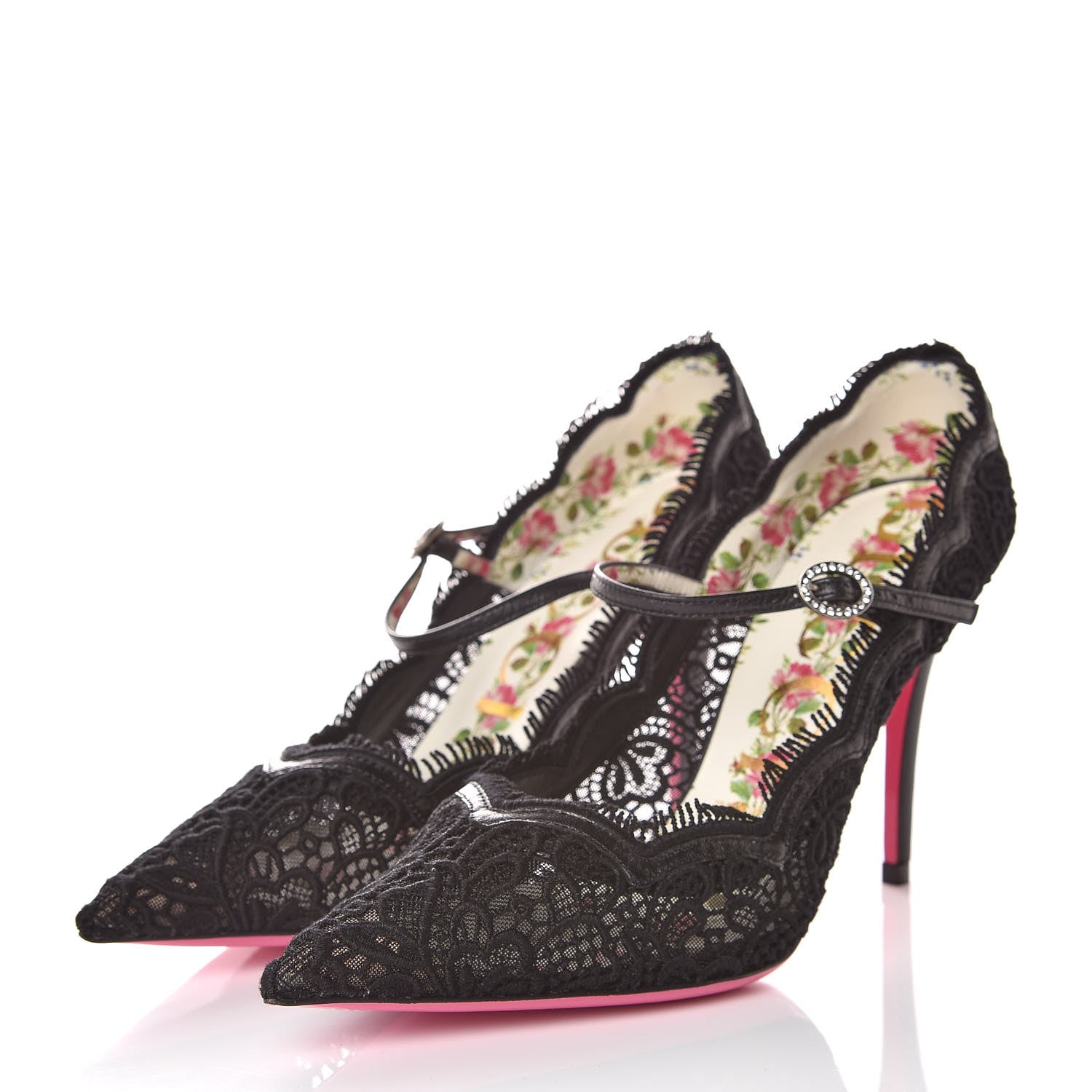 Gucci Lace Pizzo Venice Pumps 38 Black 3 of 9
