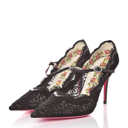 Gucci Lace Pizzo Venice Pumps 38 Black 3 of 9