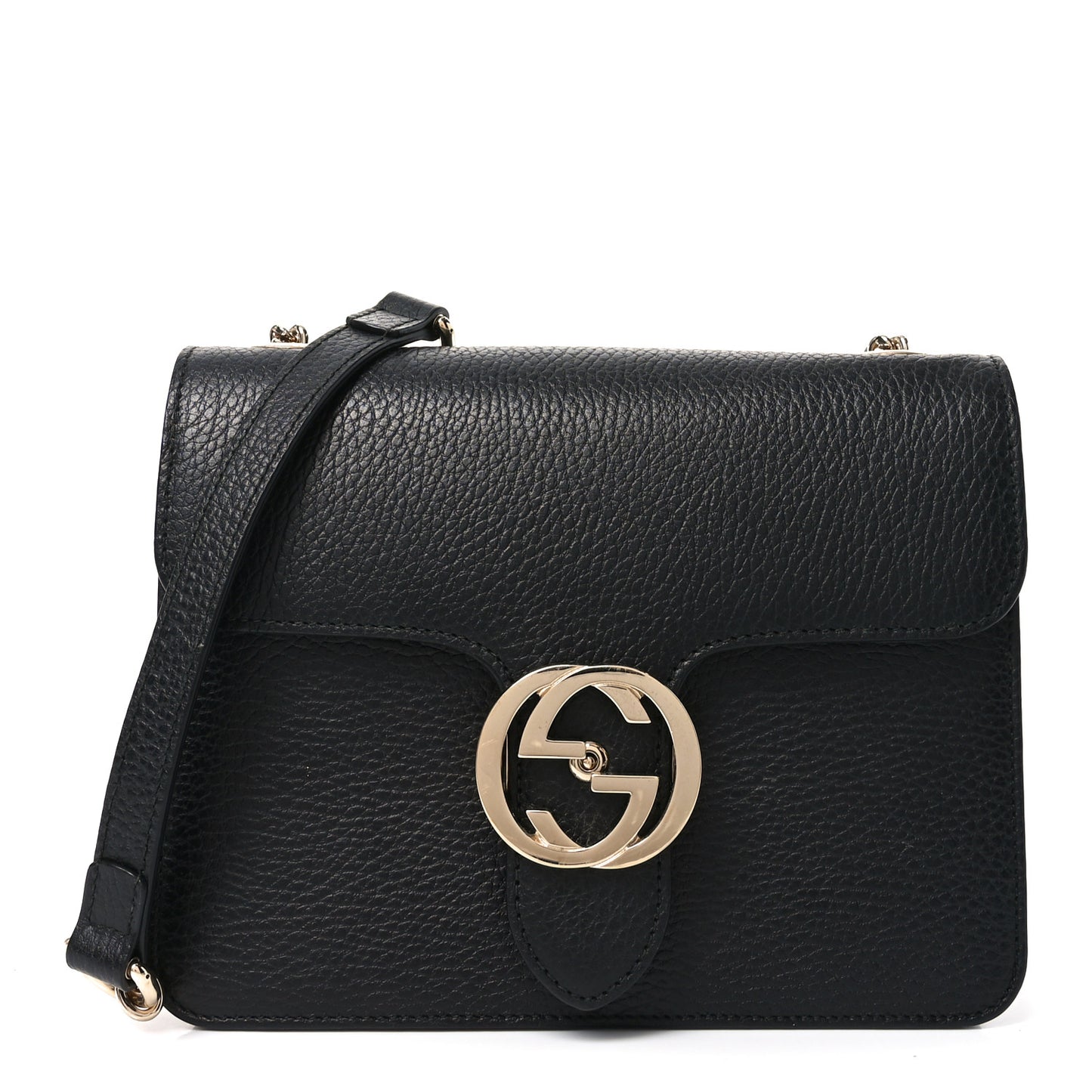 Dollar Calfskin Small Interlocking G Shoulder Bag Black