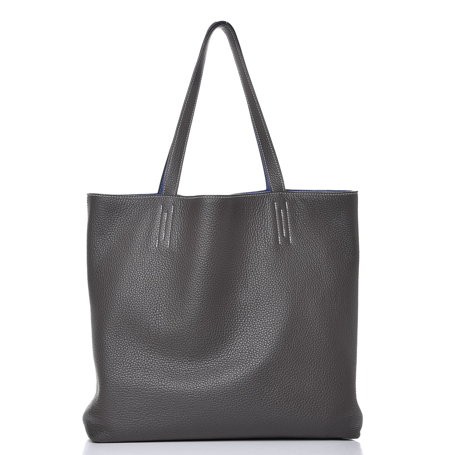 Hermes Taurillon Clemence Double Sens 45 Reversible Tote Graphite Bleu Electrique 5 of 11