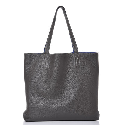 Hermes Taurillon Clemence Double Sens 45 Reversible Tote Graphite Bleu Electrique 5 of 11