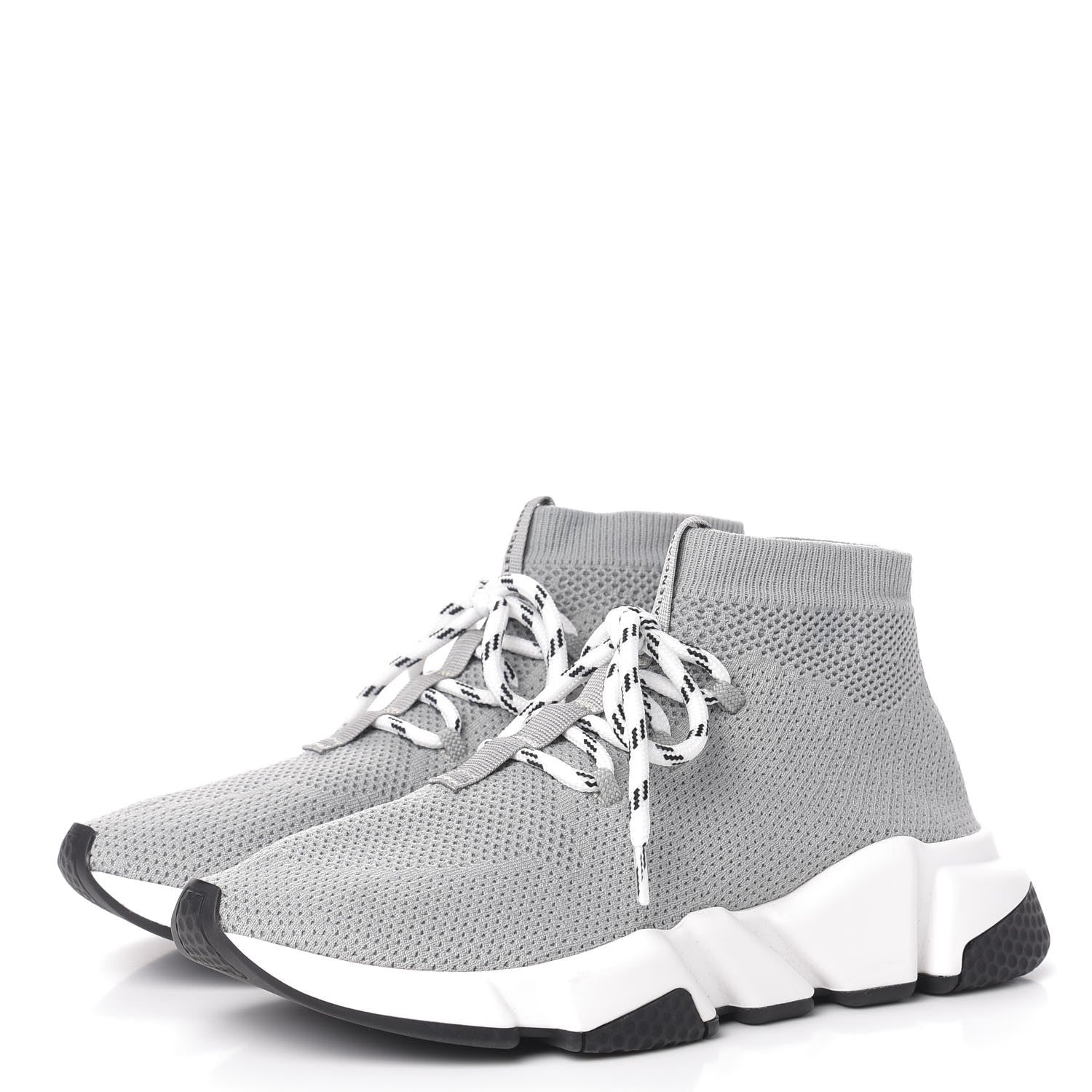 Balenciaga Knit Womens Speed Lace Up Sneakers 38 Gris 3 of 10