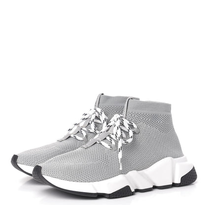 Balenciaga Knit Womens Speed Lace Up Sneakers 38 Gris 3 of 10