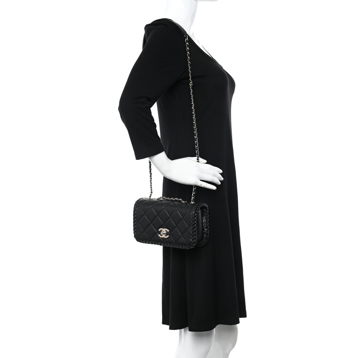 Chanel Lambskin Quilted Small Whipstitch Flap Bag Black 1 of 10