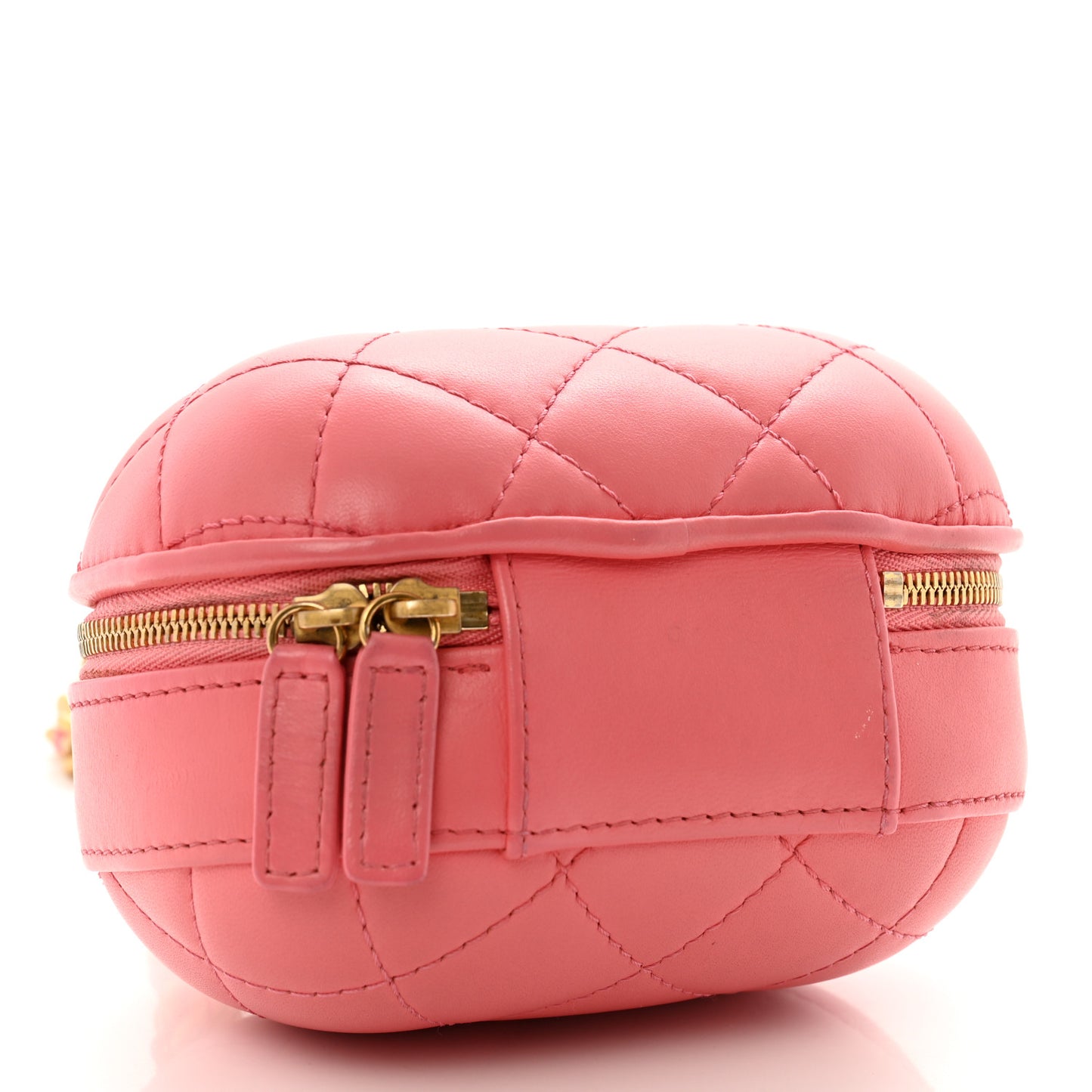 Lambskin Quilted CC Bubble Vanity Case With Chain Pink
