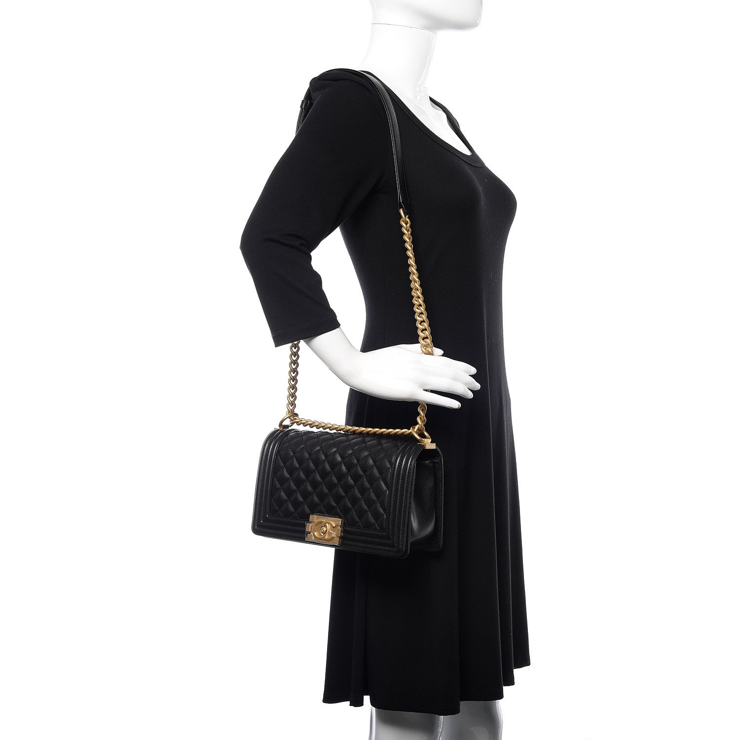 Chanel Caviar Quilted Medium Boy Flap Black 2 of 11