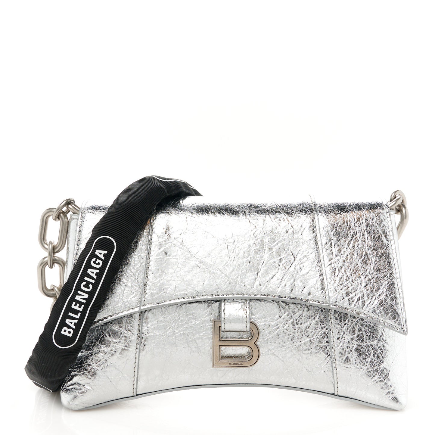 Metallic Calfskin Downtown Chain Shoulder Bag XS Silver