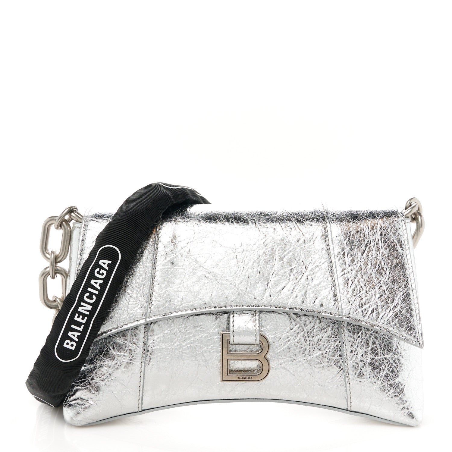 Balenciaga Metallic Calfskin Downtown Chain Shoulder Bag XS Silver 1 of 11