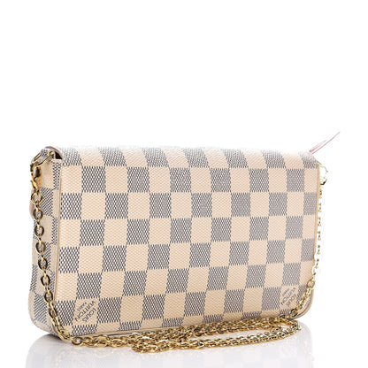 Louis Vuitton Damier Azur Pochette Felicie Chain Wallet Rose Ballerine 3 of 12