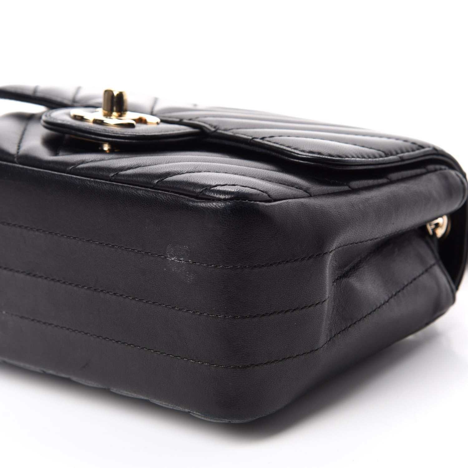 Chanel Lambskin Chevron Quilted Mini Square Flap Black 7 of 14
