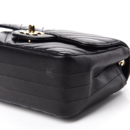 Chanel Lambskin Chevron Quilted Mini Square Flap Black 7 of 14
