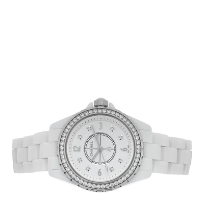 Chanel Stainless Steel Ceramic Diamond Bezel 33mm J12 Quartz Watch White 2 of 5