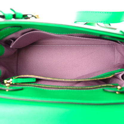 Versace Grained Calfskin Canvas Medium La Medusa Chain Top Handle Handbag Green 5 of 10