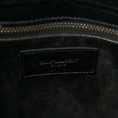 Saint Laurent Calfskin Crocodile Embossed Small Sac de Jour Black 6 of 12