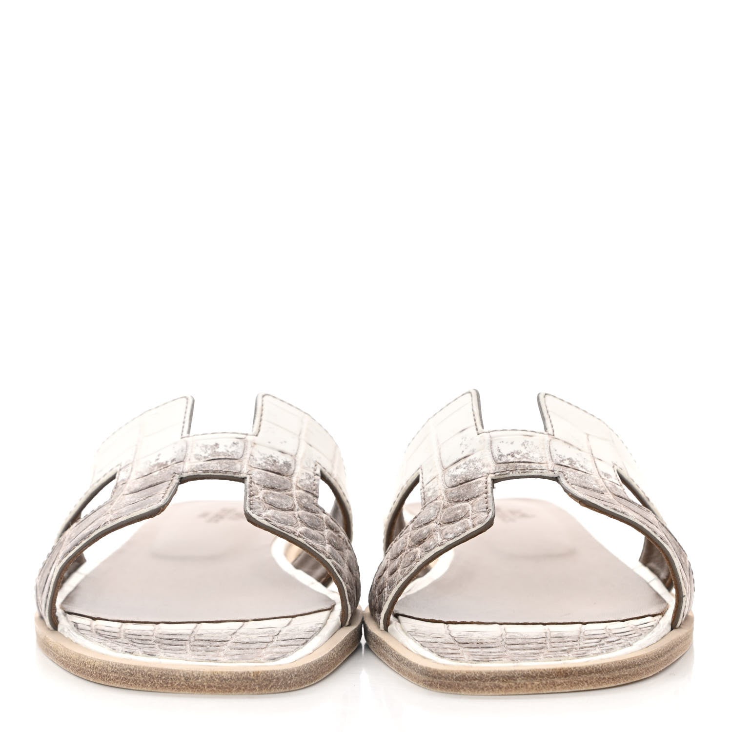 Hermes Matte Niloticus Crocodile Himalaya Oran Sandals 38.5 Blanc 2 of 9