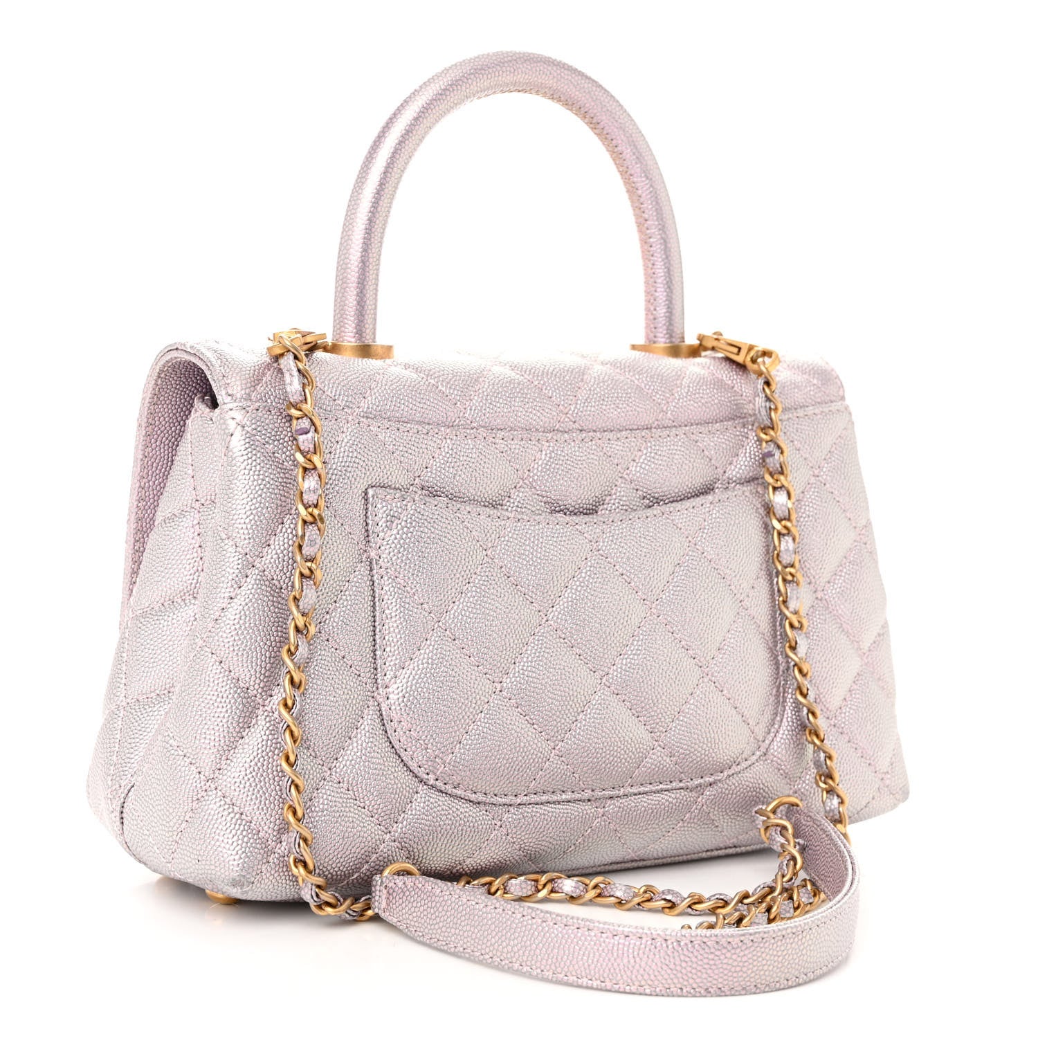 Chanel Iridescent Caviar Quilted Mini Coco Handle Flap Light Pink 3 of 10