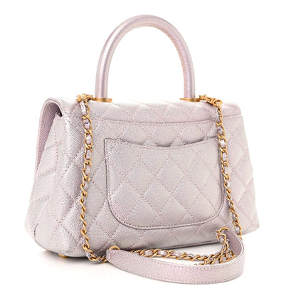 Chanel Iridescent Caviar Quilted Mini Coco Handle Flap Light Pink 3 of 10