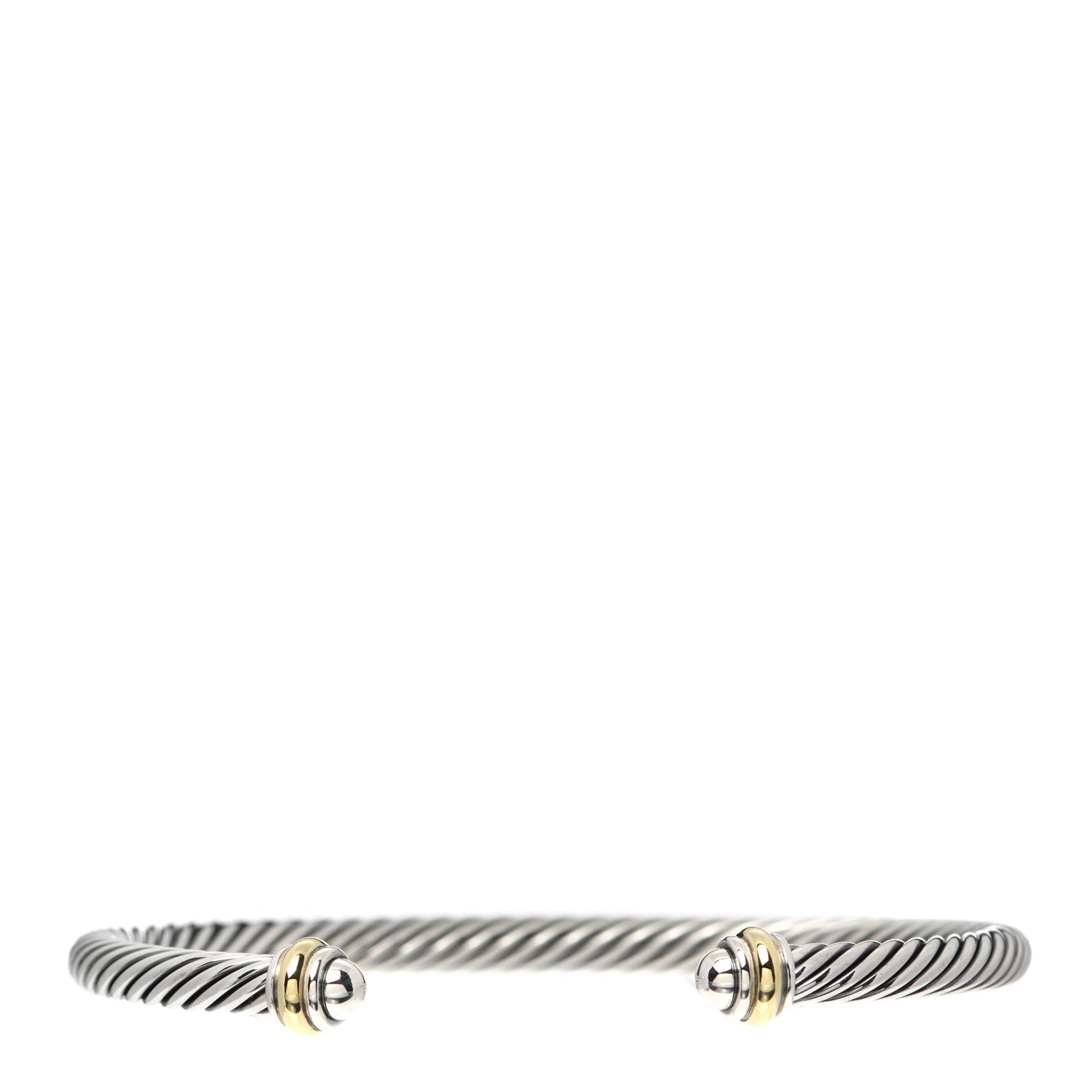 David Yurman Sterling Silver 18K Yellow Gold 4mm Cable Classics Bracelet 1 of 4