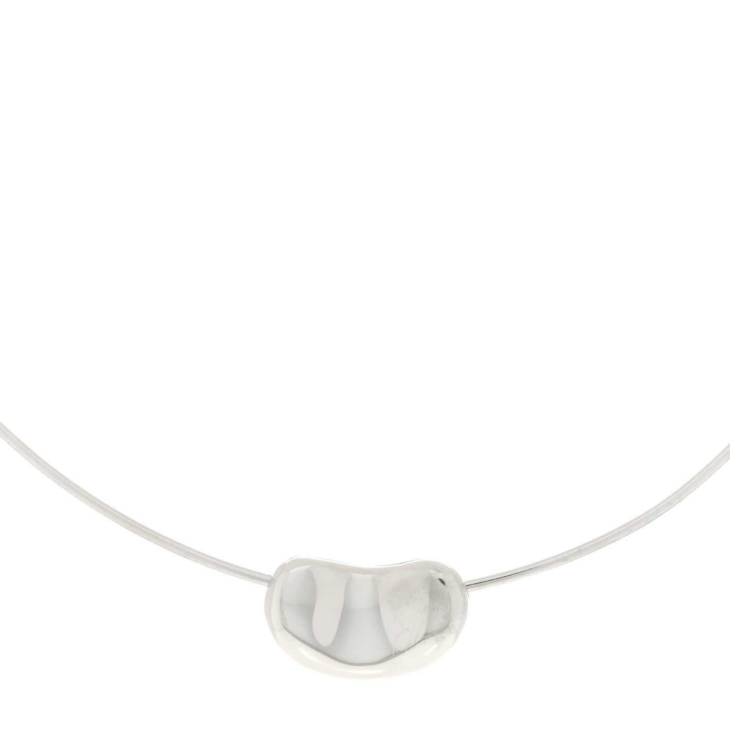 Tiffany Sterling Silver 25mm Elsa Peretti Bean Pendant Wire Necklace 1 of 5
