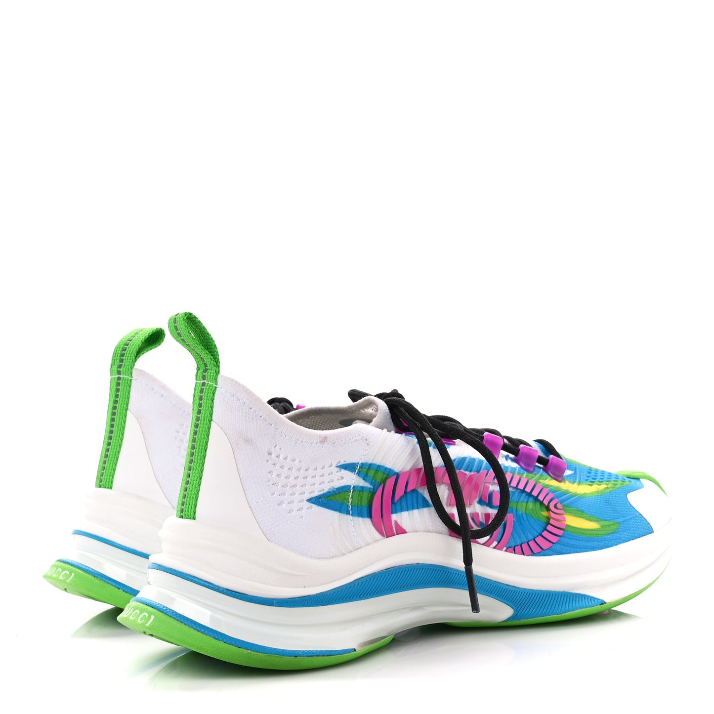 Technical Knit Fabric Waves Womens Gucci Run Sneakers 39 Multicolor