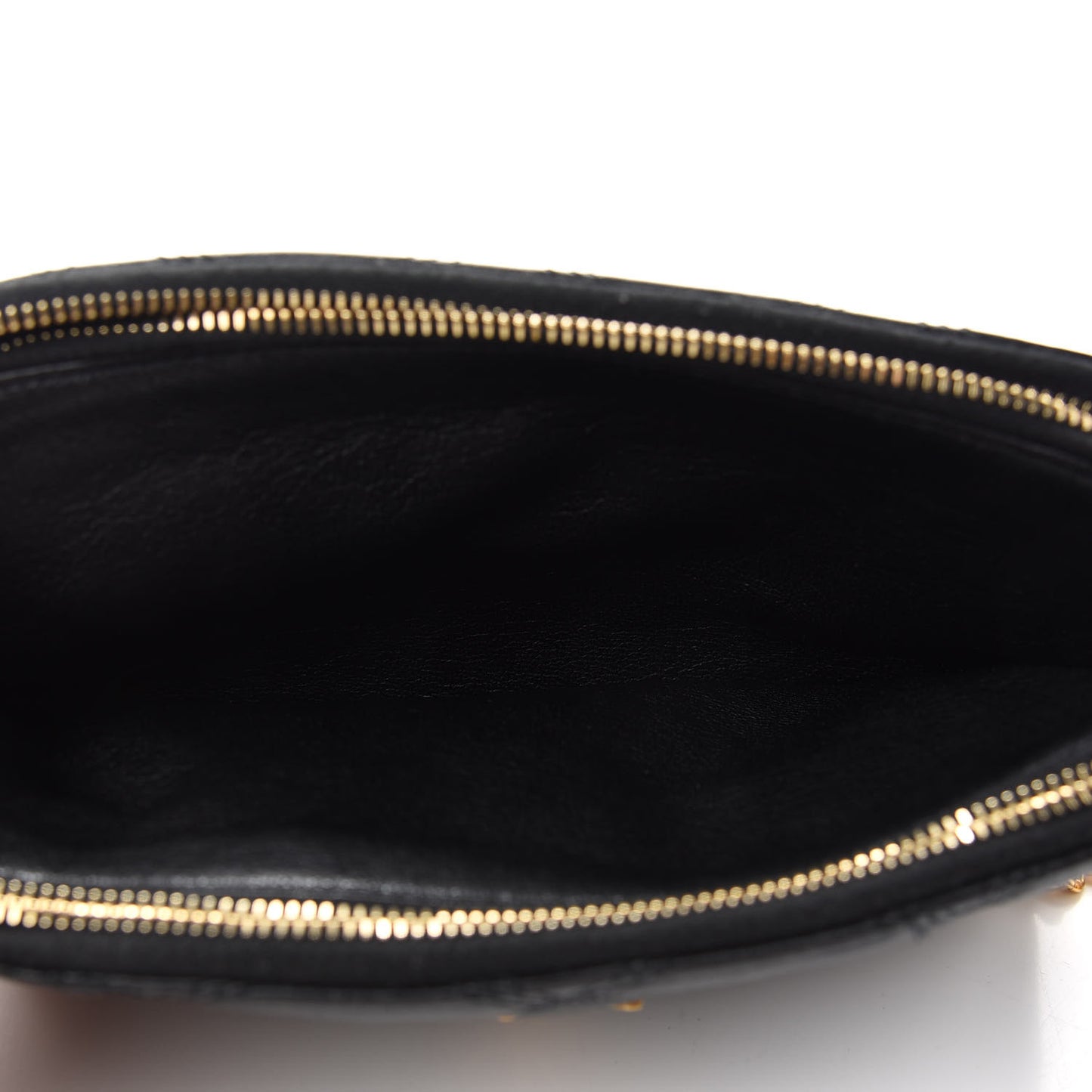 Grained Lambskin Quilted Mini Becky Double Zip Bag Black