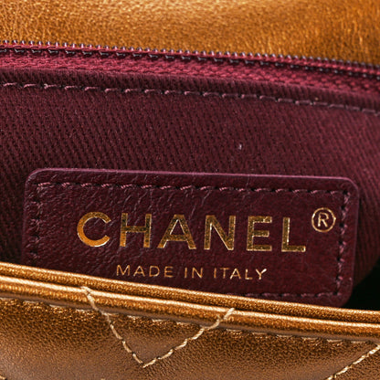 Chanel Metallic Calfskin Chevron Quilted Mini Coco Handle Flap Gold 6 of 10