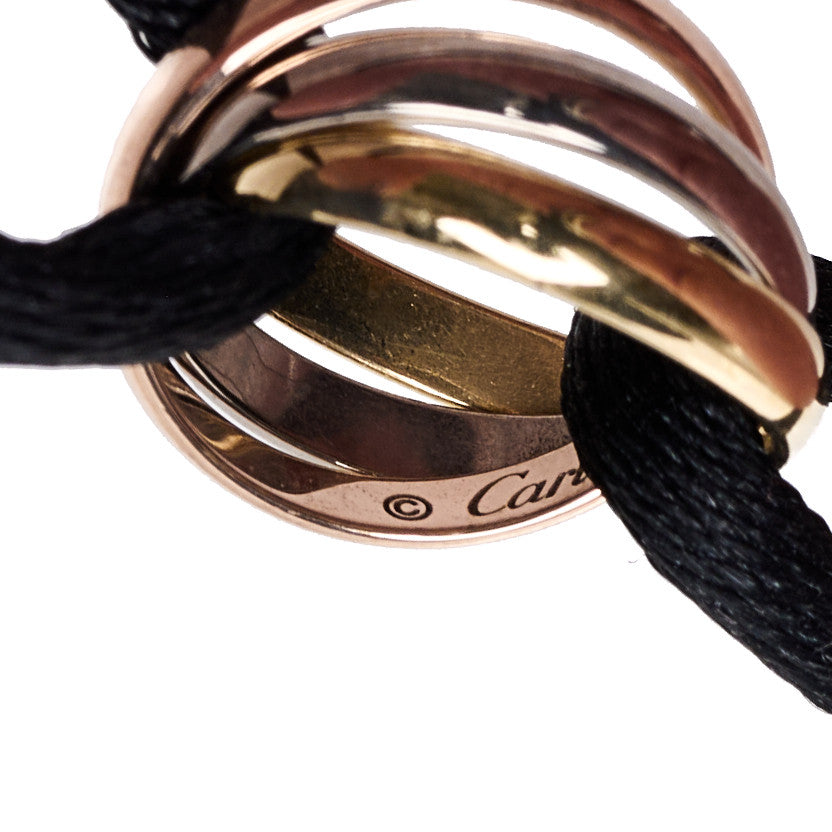 Cartier 18K Pink Yellow White Gold Trinity Adjustable Cord Bracelet Black 6 of 6