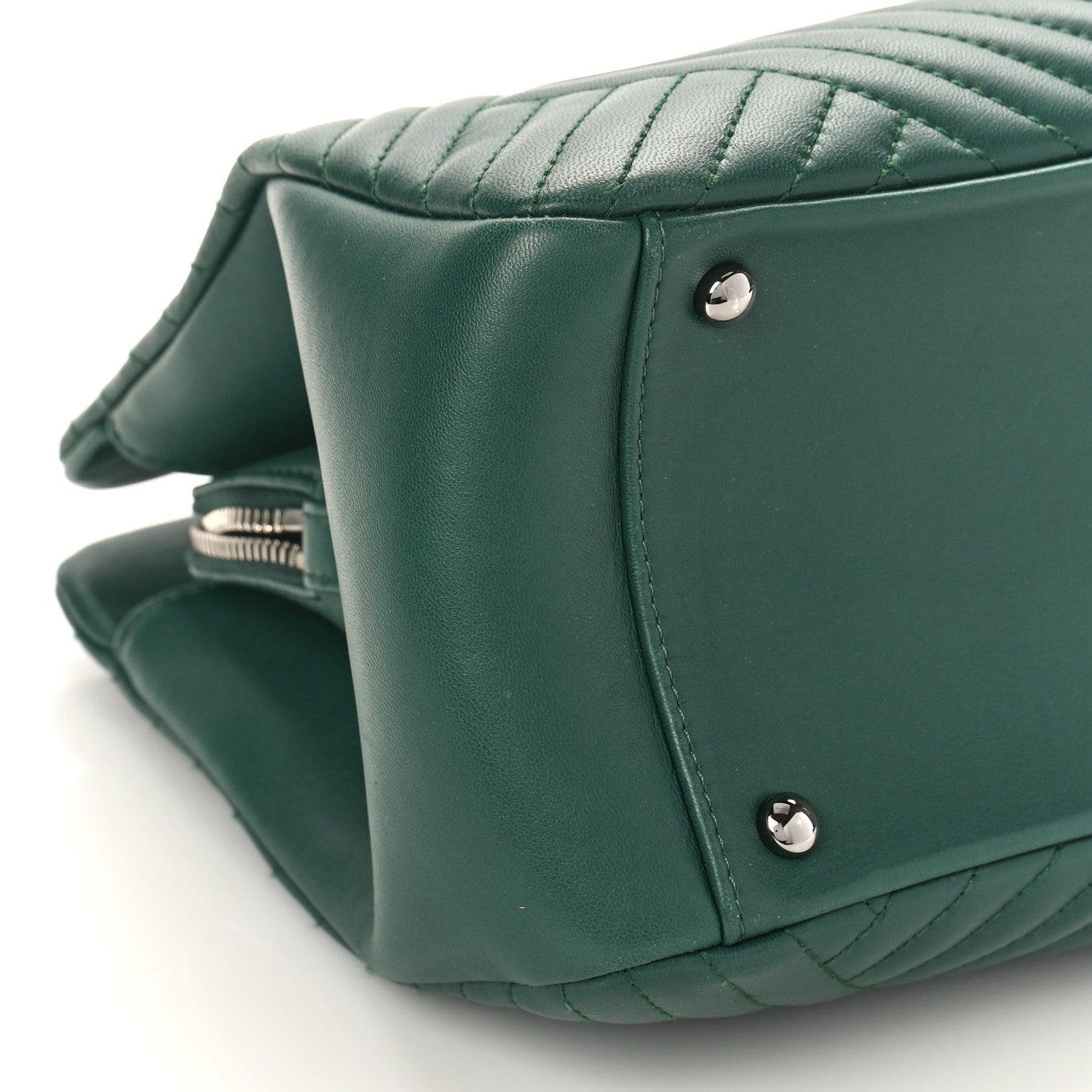 Chanel Lambskin Quilted CC Crossing Shopping Tote Green 7 of 10