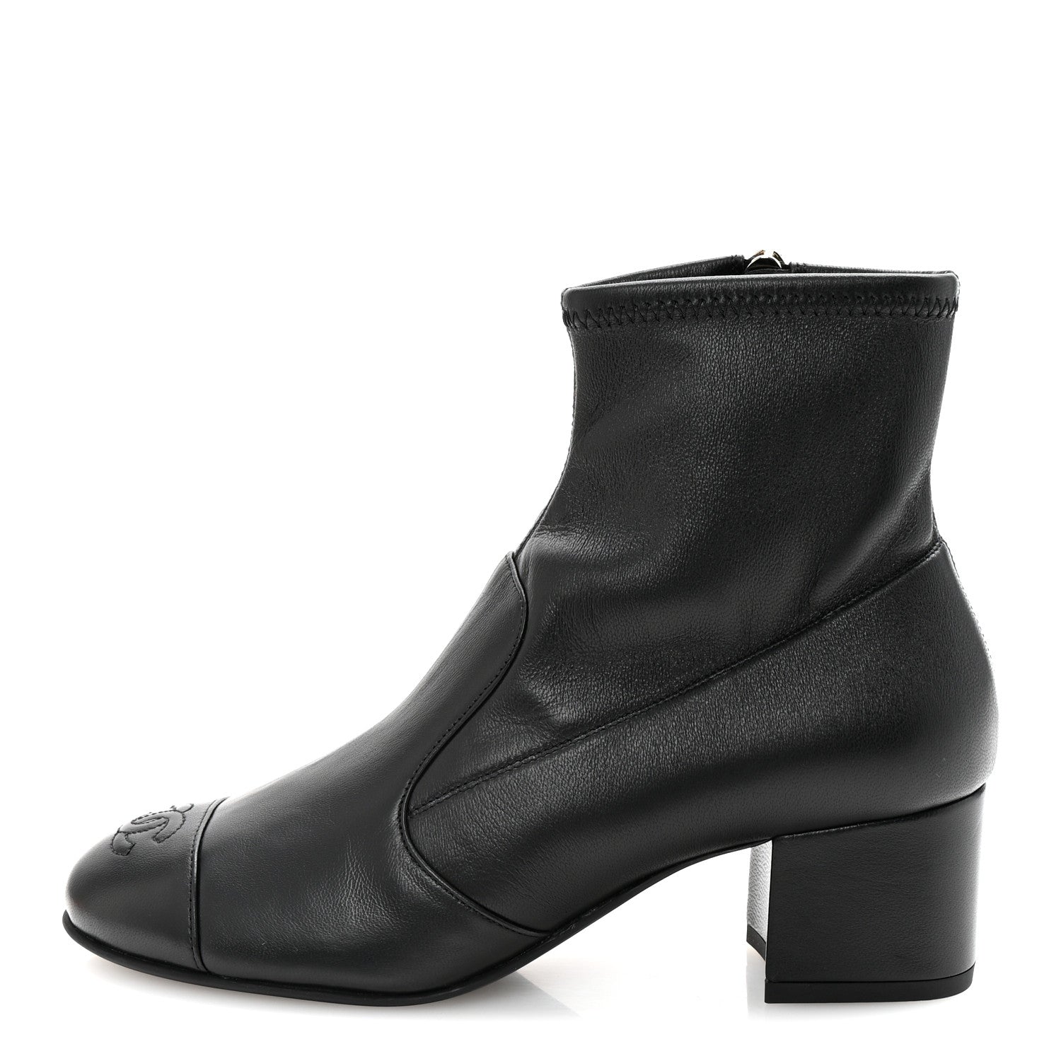 Chanel Stretch Lambskin Cap Toe CC Short Boots 37 Black 1 of 9