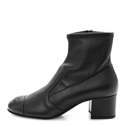 Chanel Stretch Lambskin Cap Toe CC Short Boots 37 Black 1 of 9