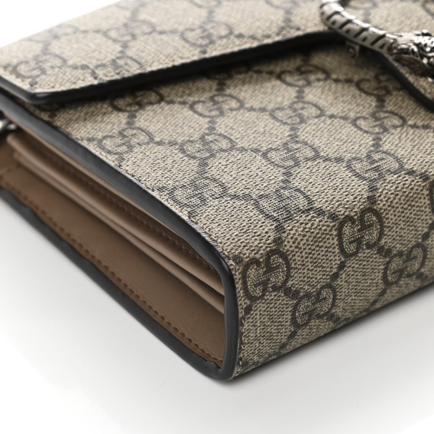GG Supreme Monogram Mini Dionysus Chain Wallet Beige Taupe