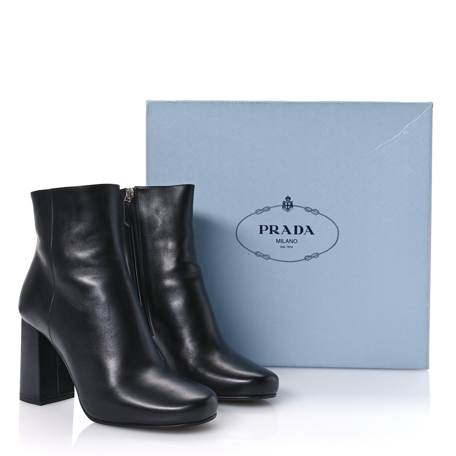 Prada Vitello Ankle Boots 37.5 Black 8 of 8