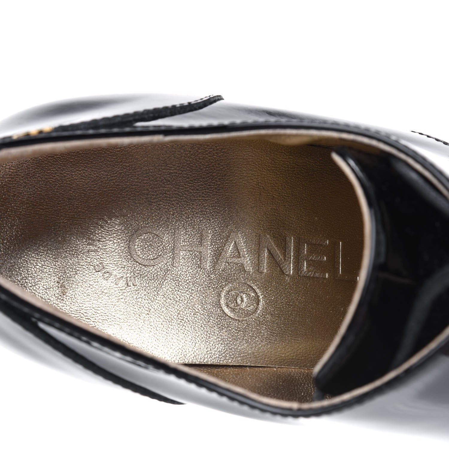 Chanel Patent Calfskin Oxford Lace Up Ankle Booties 39 Black 7 of 9