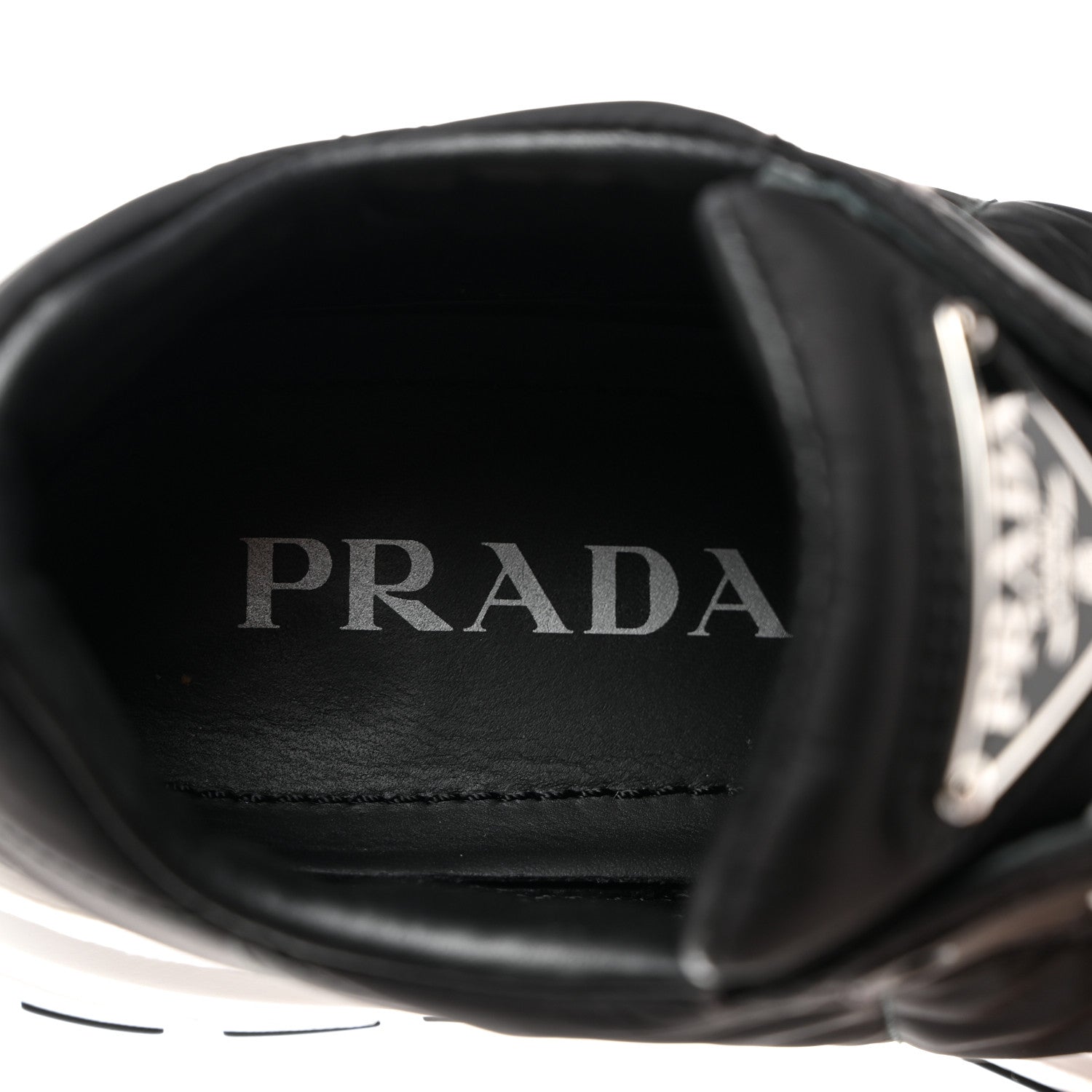 Prada Re-Nylon Piuma Metal Triangle Logo Quilted 45mm Sneakers 37 Black 6 of 9