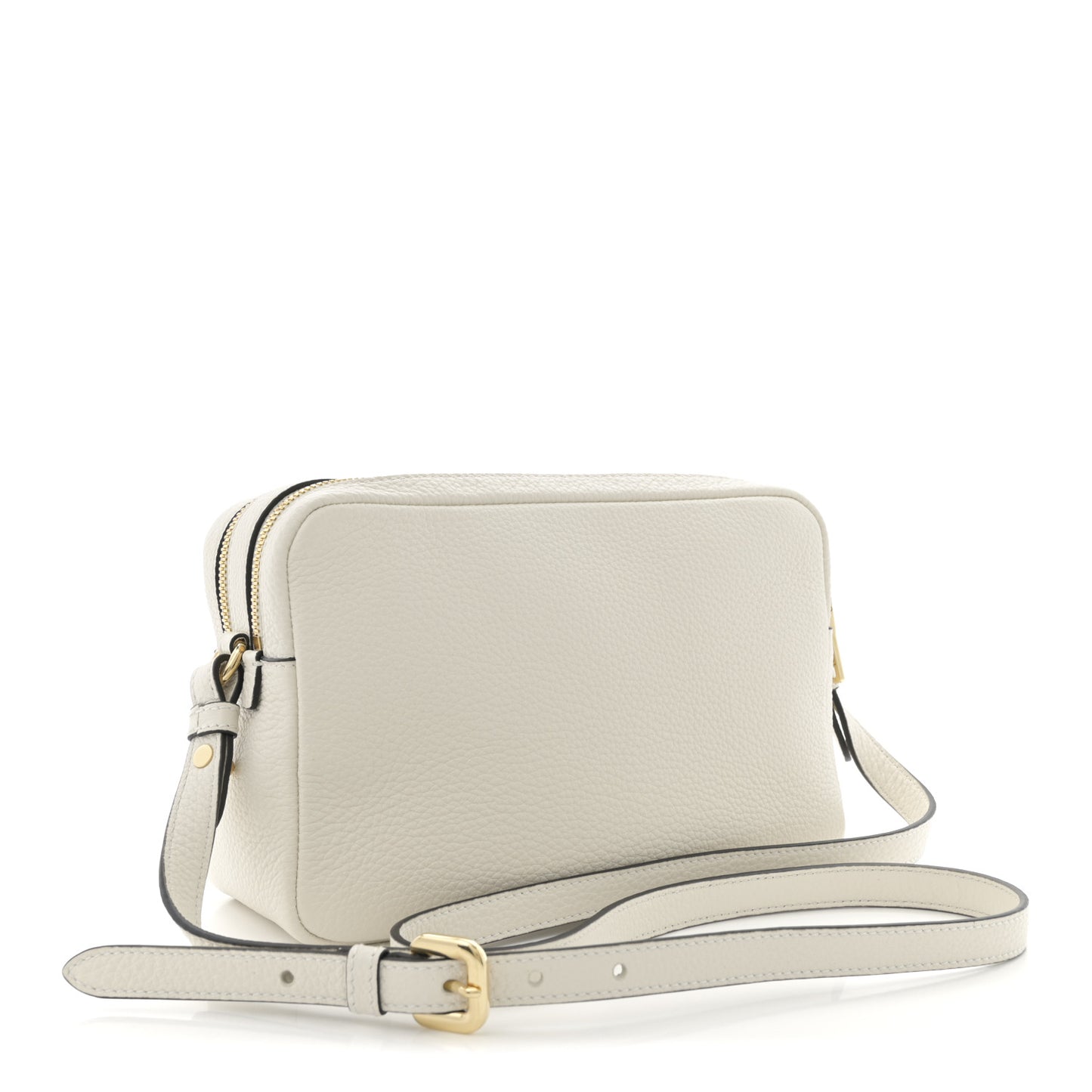 Vitello Daino Soft Medium Double Zip Shoulder Bag White