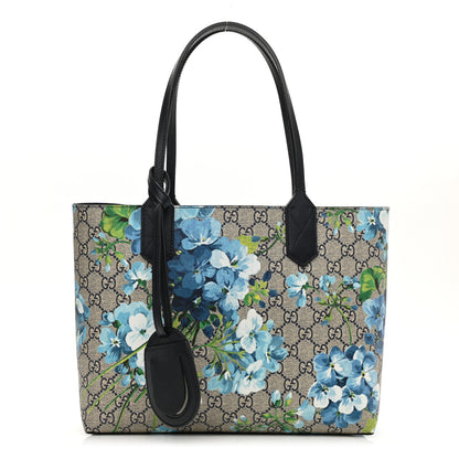 Gucci GG Supreme Monogram Blooms Small Reversible Tote Beige Blue Navy 1 of 15