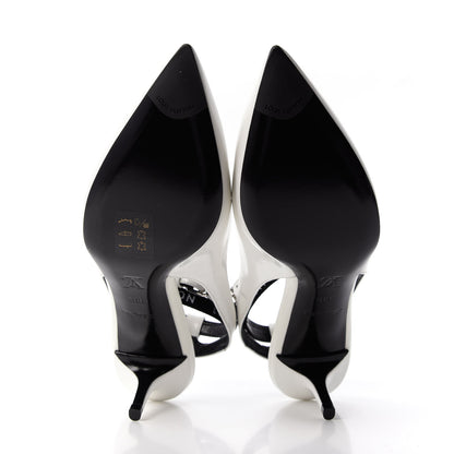 Louis Vuitton Patent Call Back Sling Back Pumps 38.5 White 5 of 9