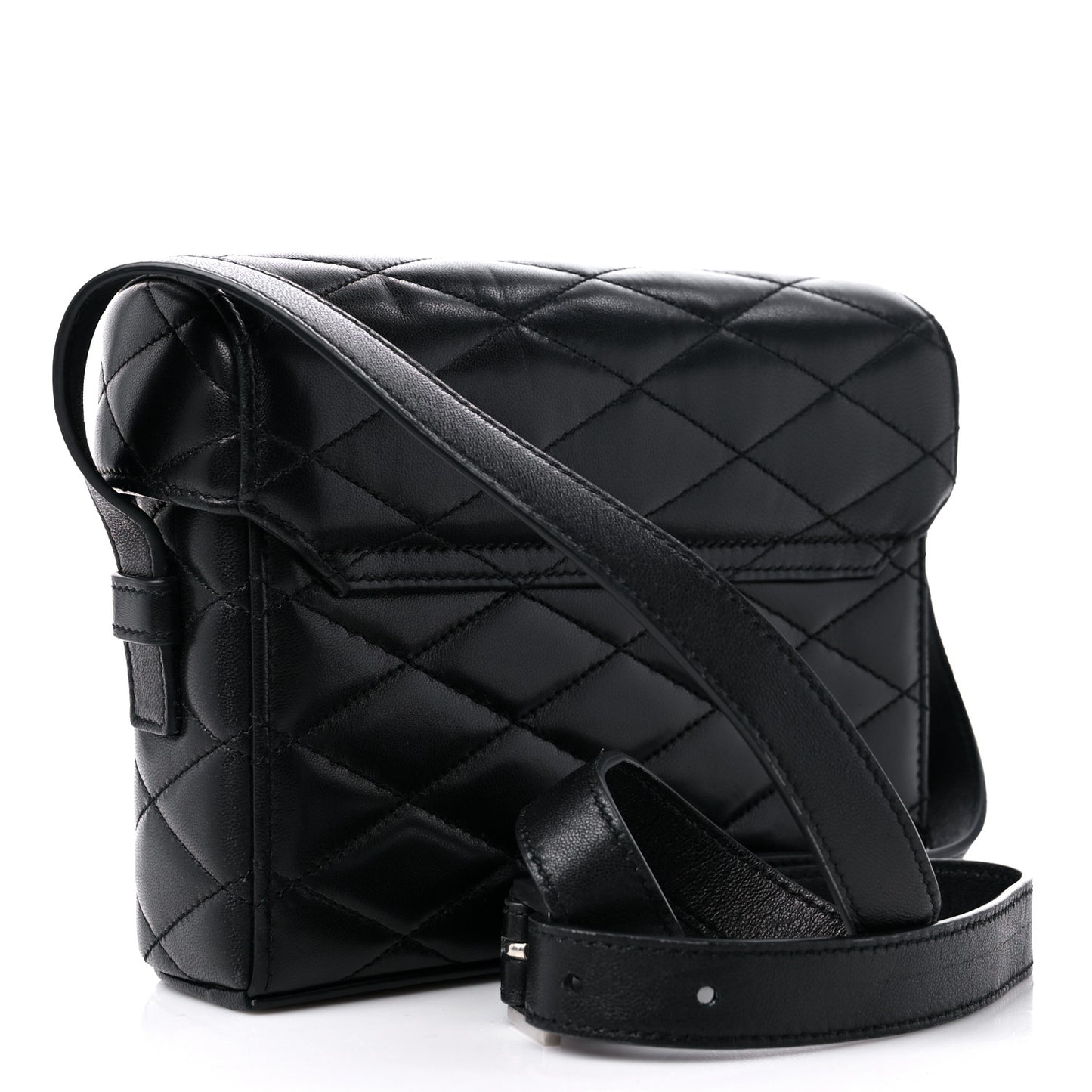 Lambskin Quilted Monogram June Box Bag Black