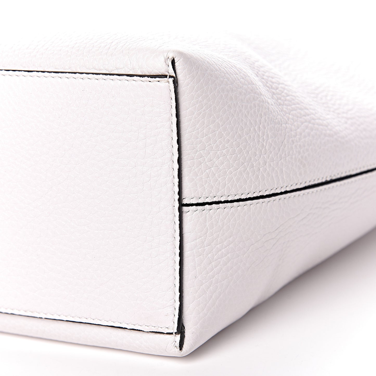 Grained Calfskin Rockstud Shoulder Tote Optic White