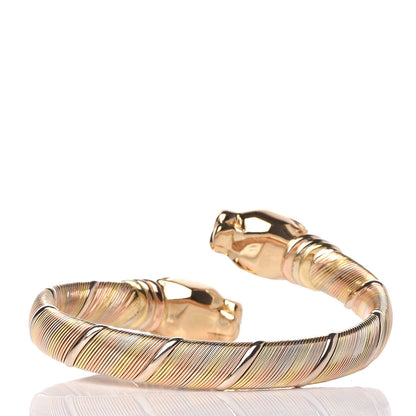 Cartier 18K Pink Yellow White Gold Panthère De Open Bangle Bracelet 3 of 7