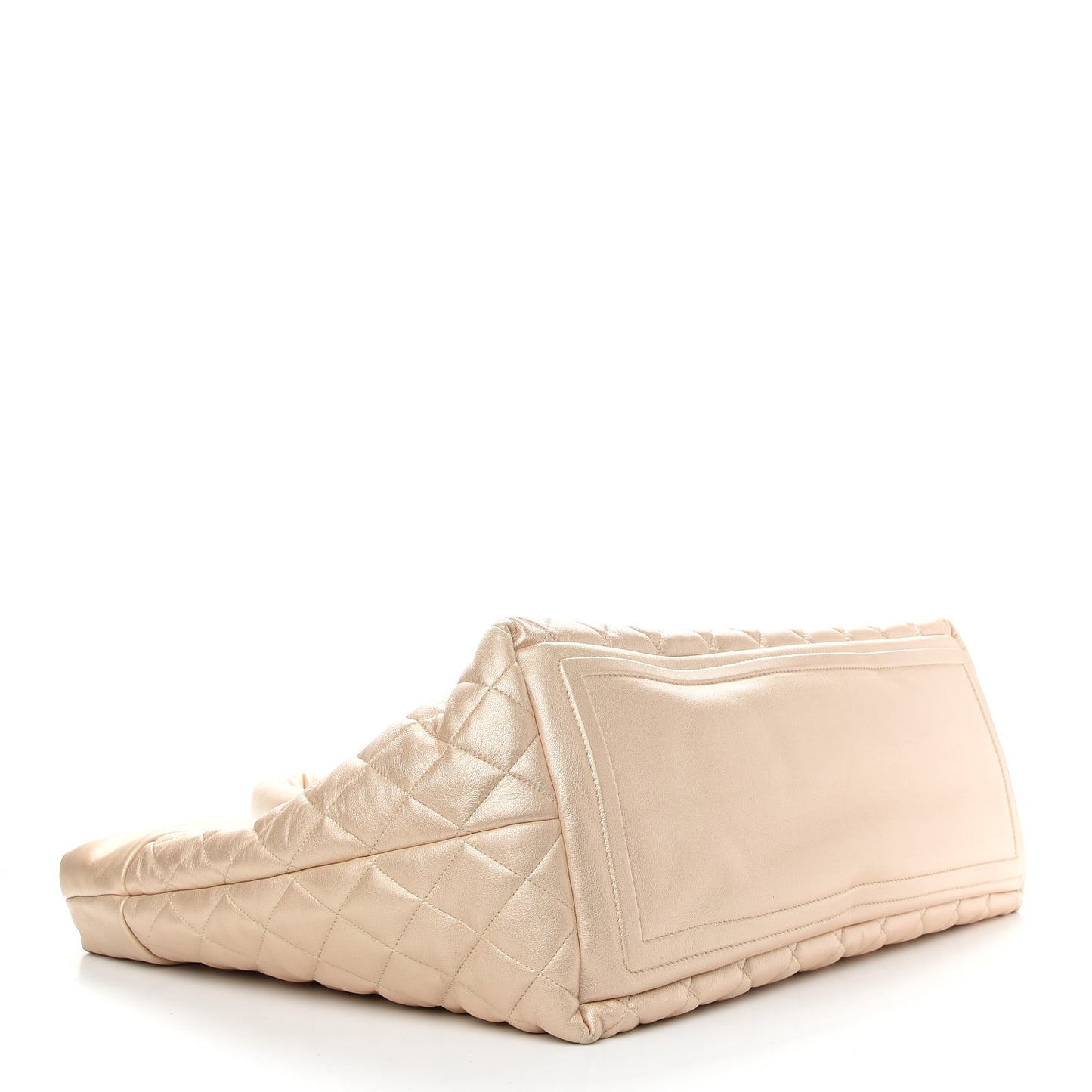 Metallic Lambskin Quilted Large Coco Cocoon Tote Light Gold