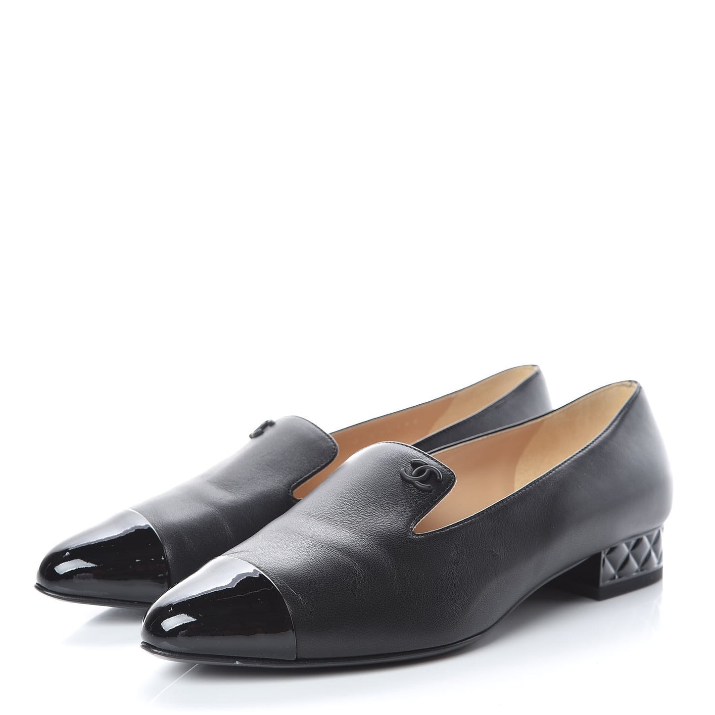 Lambskin Patent CC Cap Toe Mocassin Loafer 37.5 Black
