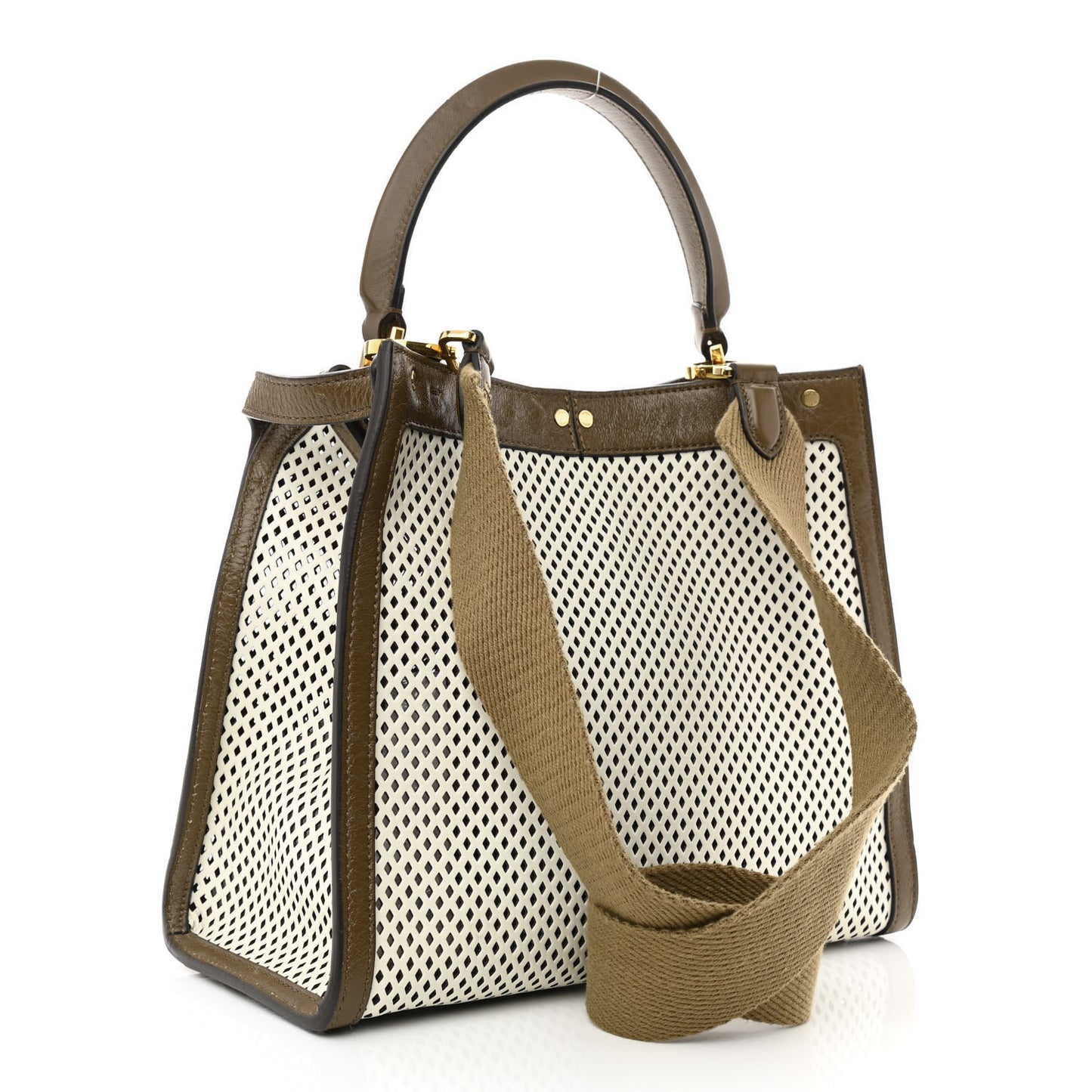 Vitello Liberty Glossy Lambskin Perforated Medium Peekaboo X-Lite White Ice Rust Maya