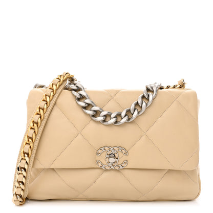 Chanel Lambskin Quilted Large Chanel 19 Flap Beige 1 of 11