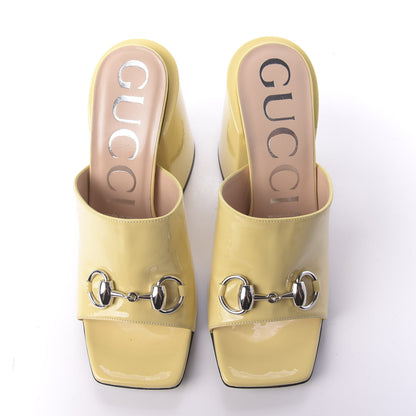 Gucci Patent Lexi Horsebit High-Heel Slide Sandals 36.5 Burro 5 of 11