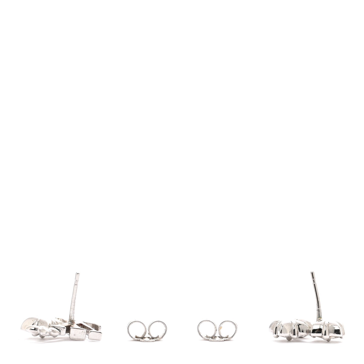 Metal Crystal LV Flower Earrings Silver